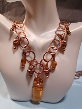 Stunning Polished Shiny Copper Penny Colored Necklace